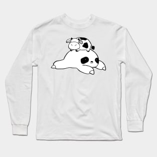 Sloth and Little Cow White and Black Line Long Sleeve T-Shirt